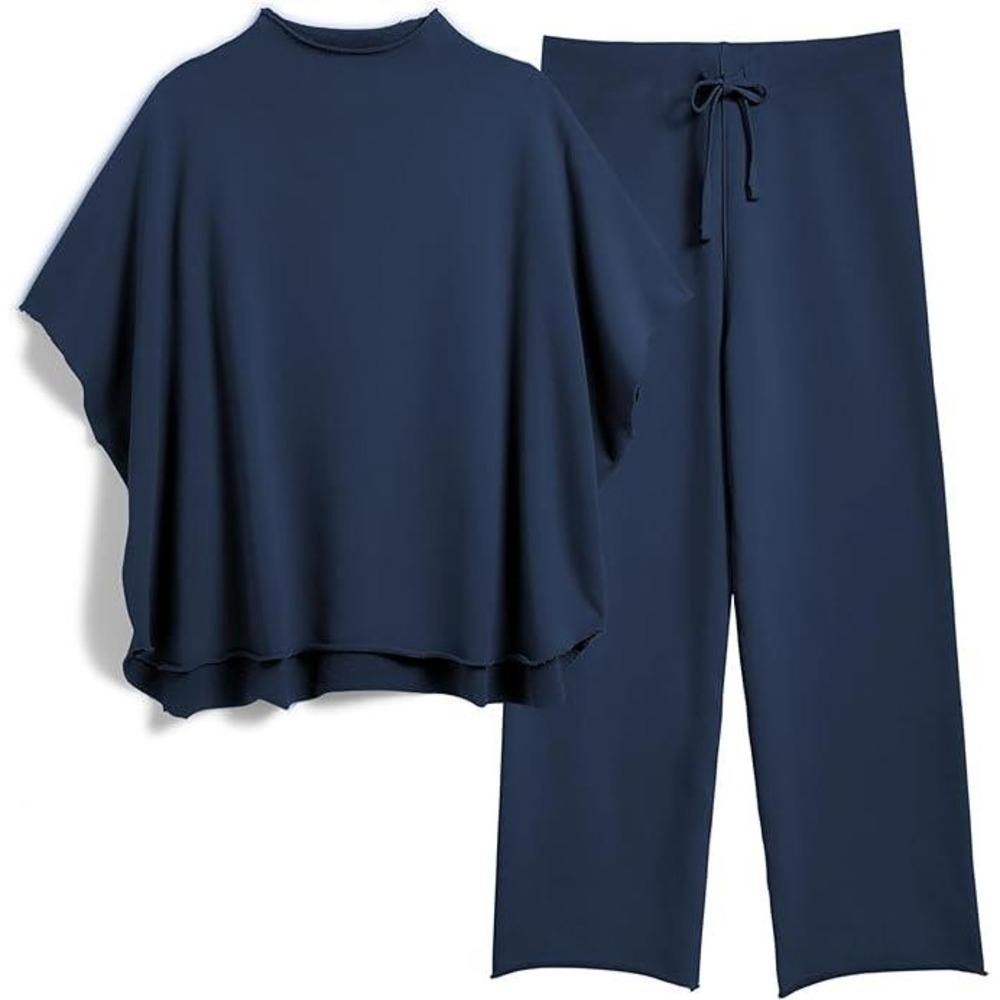 MSRP‎ $48 SeeLuNa Women's XL Navy Two Piece Pullover Top Wide Leg Pants Outfits
